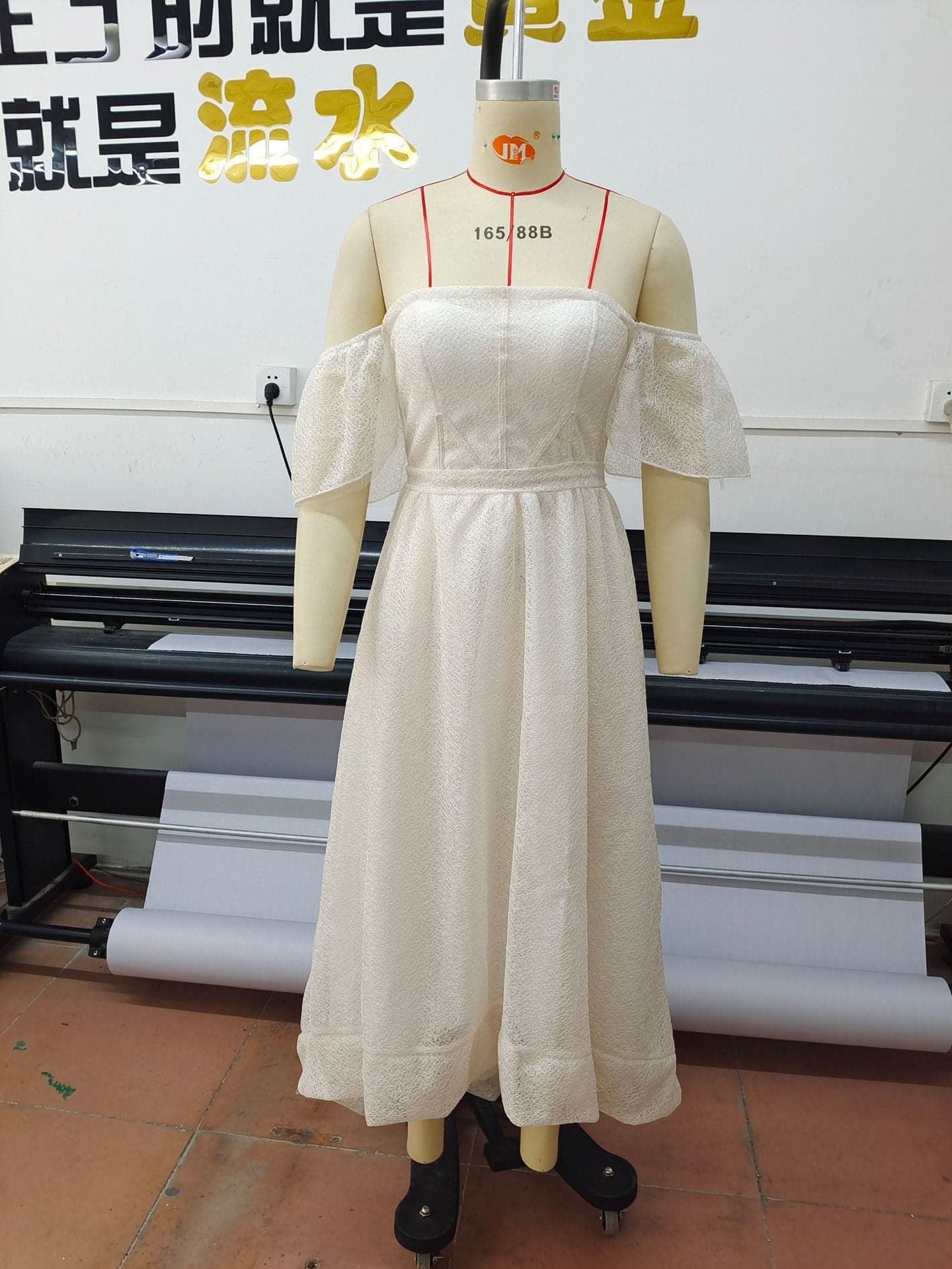 Mesh Off Shoulder Puff Sleeve Corset High Low Tea Length Prom Gown