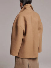 Black Lapel Slim Single-Breasted Overcoat