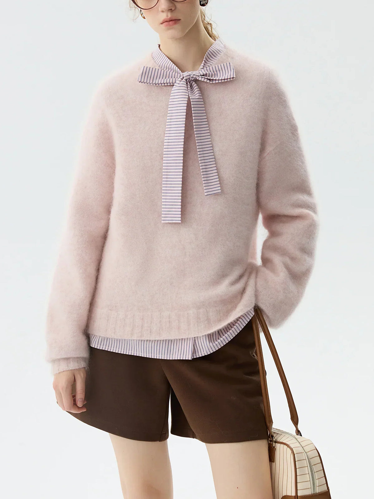 Crew Neck Long Sleeve Fuzzy Brushed Knit Pullover Sweater 2