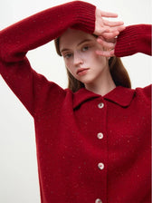 Full Sleeve Loose Layup Knitwear Red Sweater