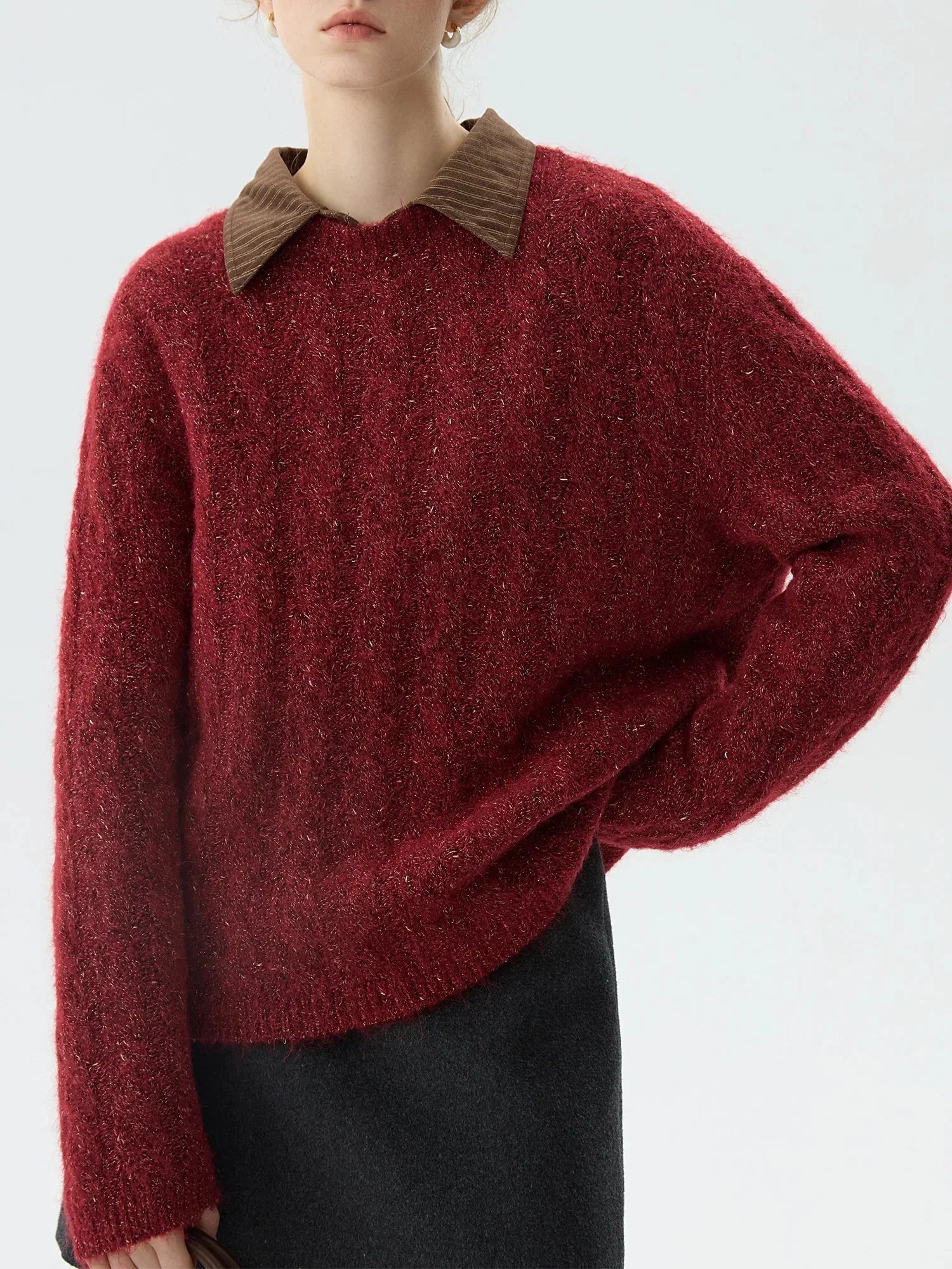 New Year's Red Round Neck Loose Sweater