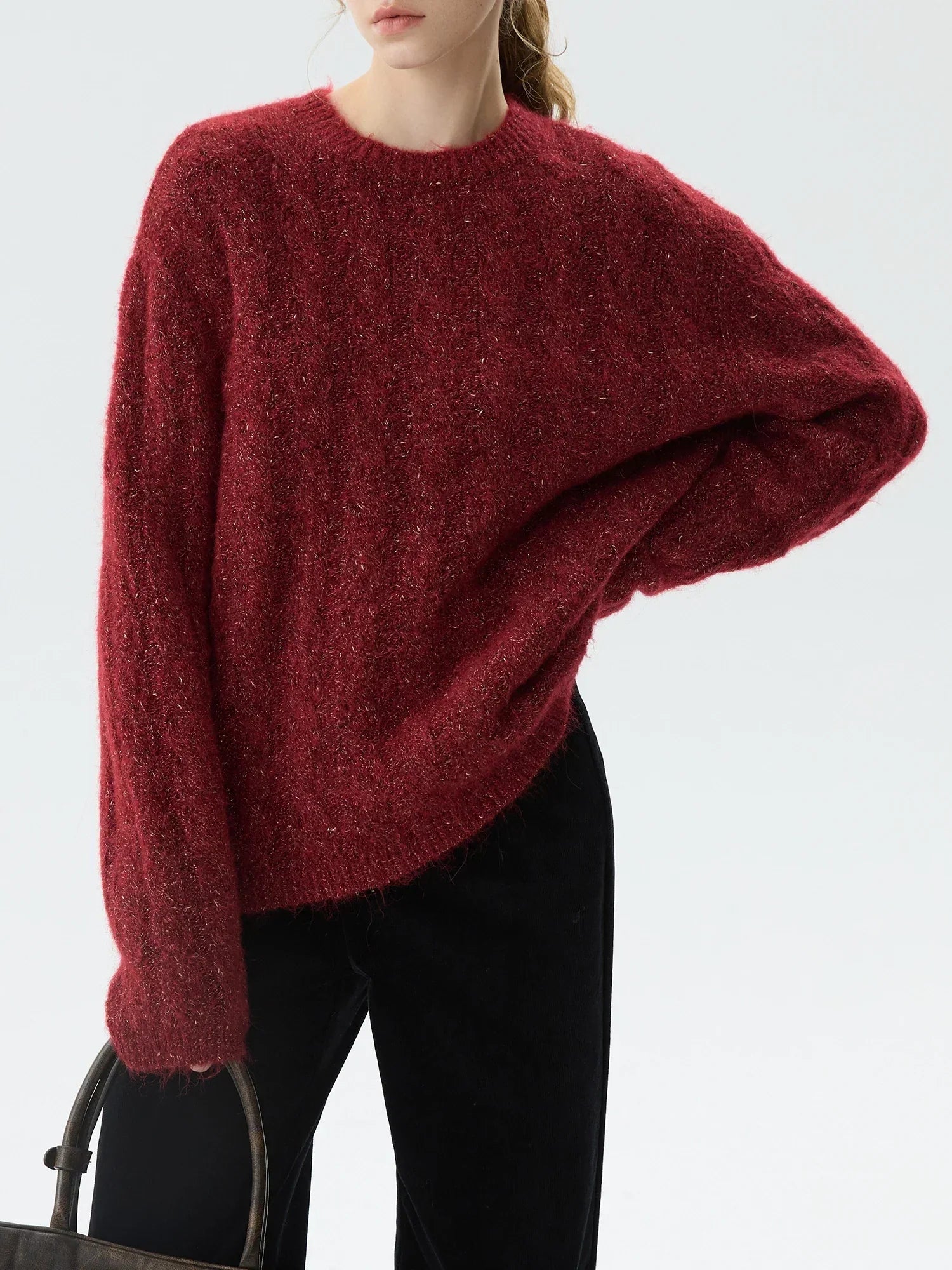 New Year's Red Round Neck Loose Sweater