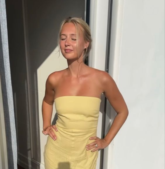 Strapless Prom Dress Yellow Evening Dress cc1337