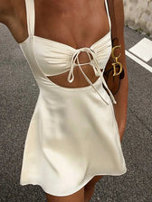 Satin Cut Out Spaghetti Strap A-Line Mini Dress 7