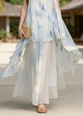 Fashion Asymmetrical Tie Dye Chiffon Spaghetti Strap Dress Summer 4