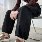 Drawstring Bound Feet Slim Fit Jogger Pants
