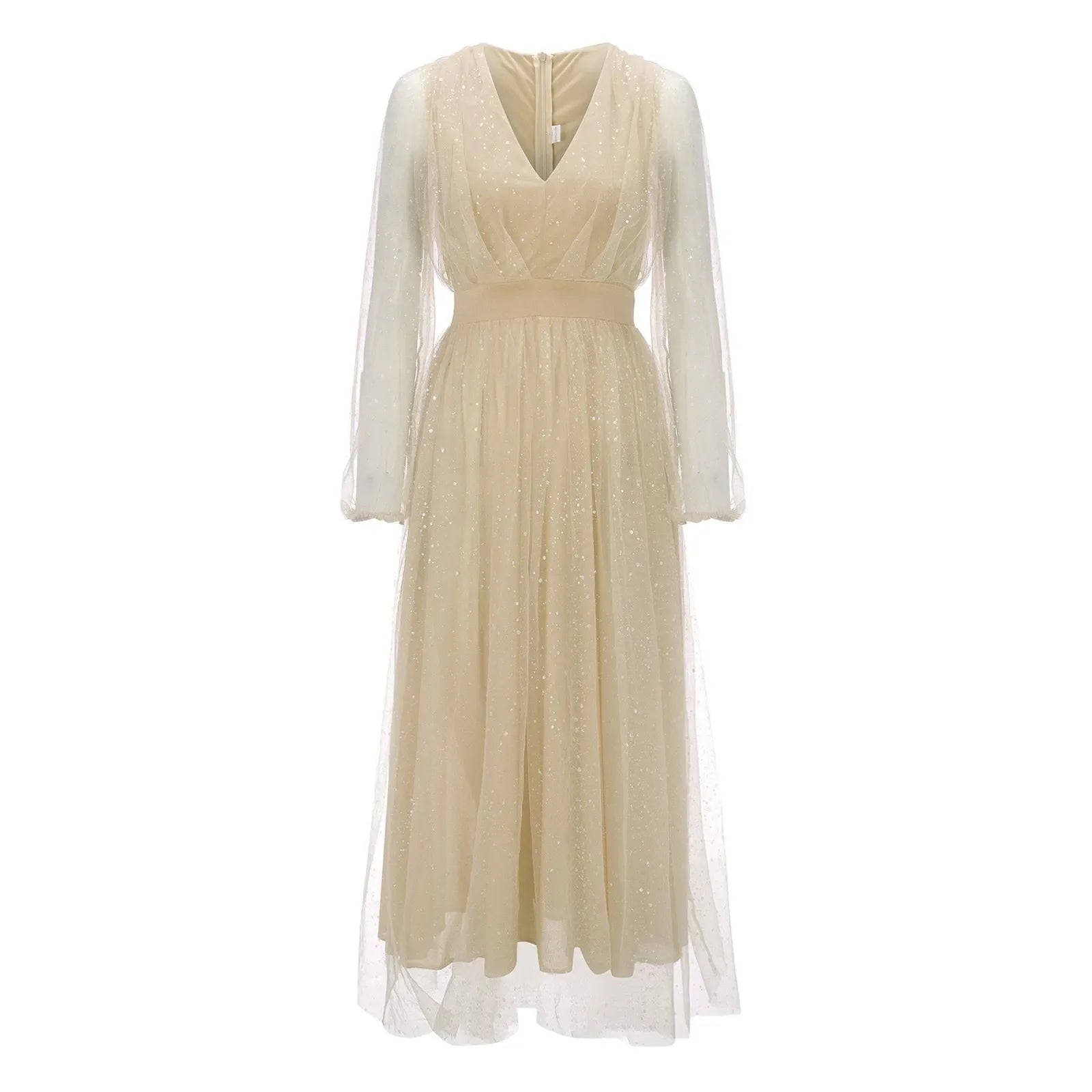 Sparkling Sleeveless Mesh VNeck Lantern Fairy Princess Dress