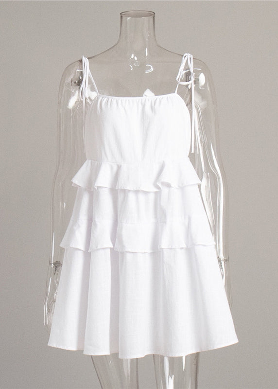 Fashion Pink Ruffled Cotton Sundress Summer