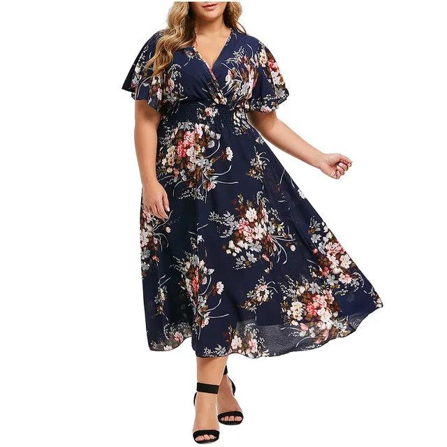 Criselda Long Dress Made of Floral Chiffon for Women Streetwear Style