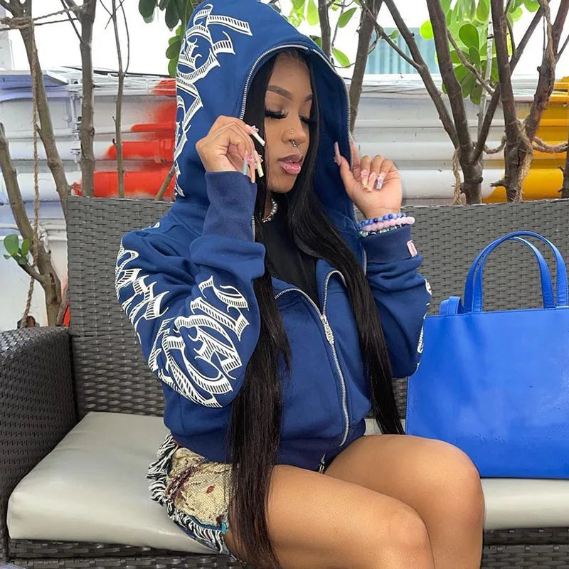 Vintage Star Print Loose Hoodie
