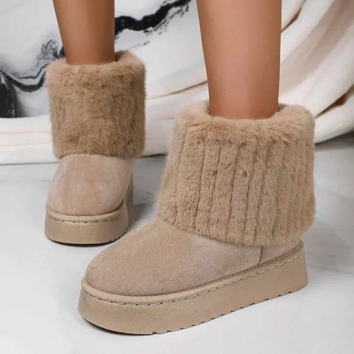 Round Toe Warm Thickened Plush Midcalf Thick Sole Snow Boot