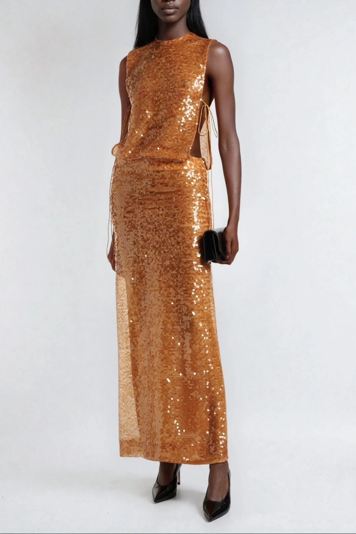 Fathima Tie Up Sequin Maxi Dress