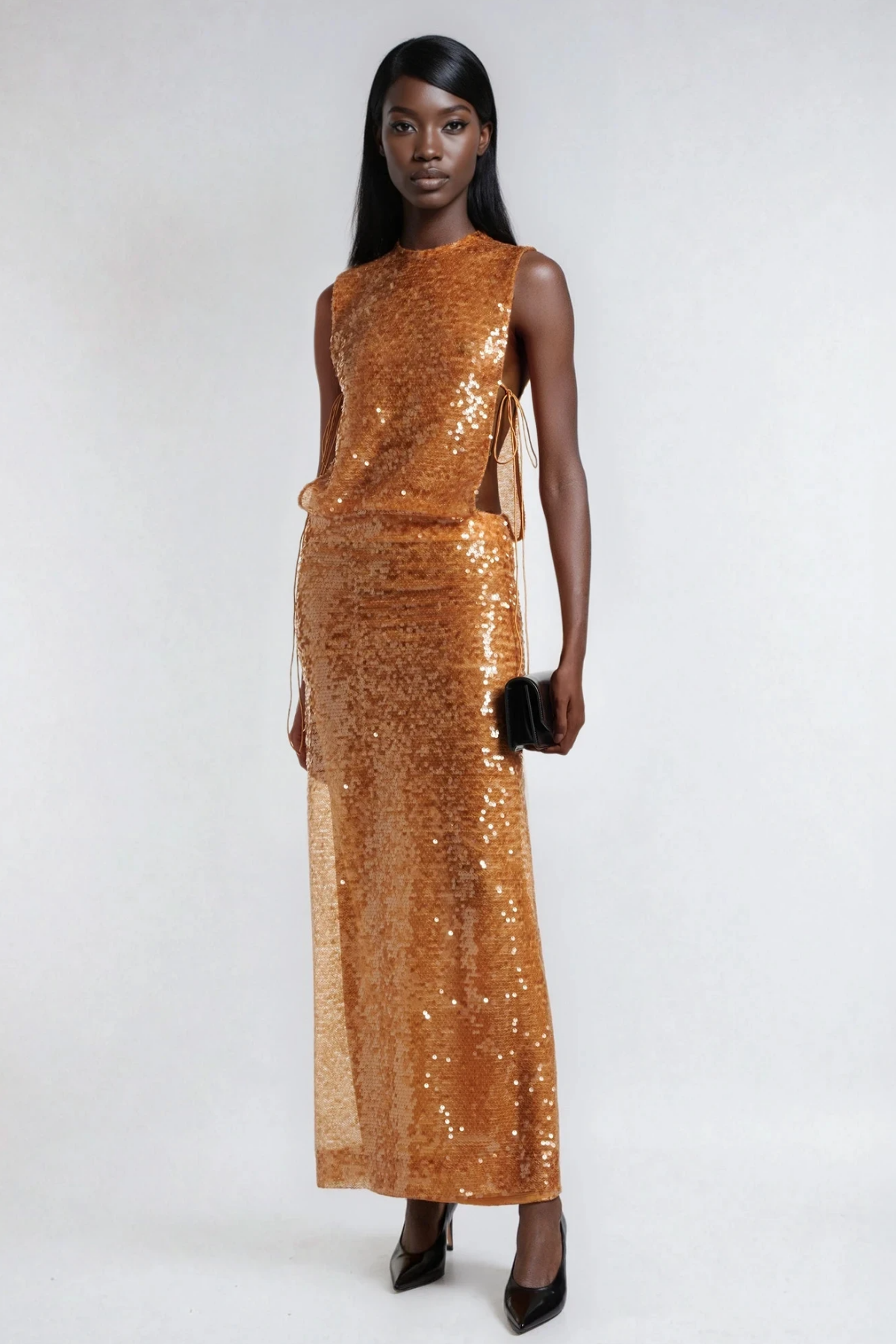 Fathima Tie Up Sequin Maxi Dress - View 2