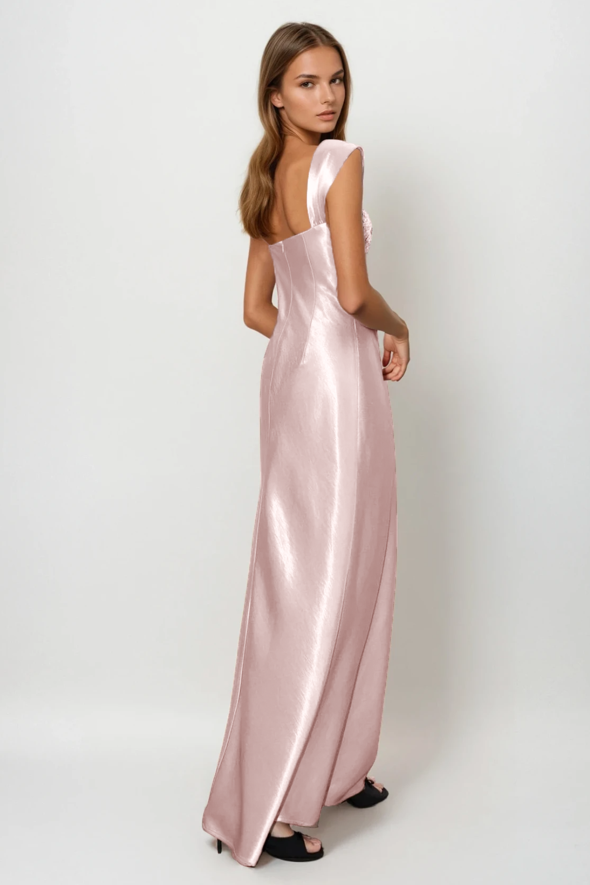 Fatos Sleeveless Rhinestone Satin Maxi Dress - View 3