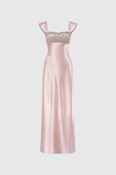Fatos Sleeveless Rhinestone Satin Maxi Dress - View 5