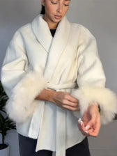 Thicken Woolen Lapel Double-Breasted Overcoat