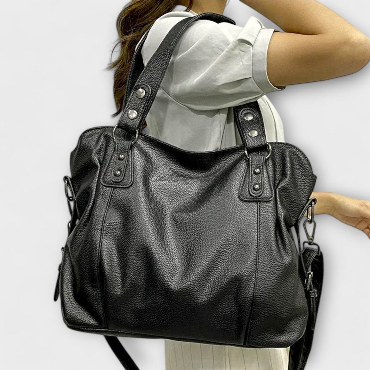 Studded Slouchy Hobo Shoulder Bag