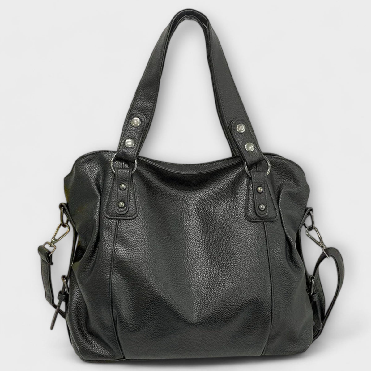Faux Leather Studded Slouchy Shoulder Bag