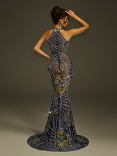 Crystal Mesh Mermaid  Maxi Dress - View 6