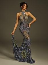 Crystal Mesh Mermaid  Maxi Dress - View 2