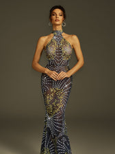 Crystal Mesh Mermaid  Maxi Dress - View 3
