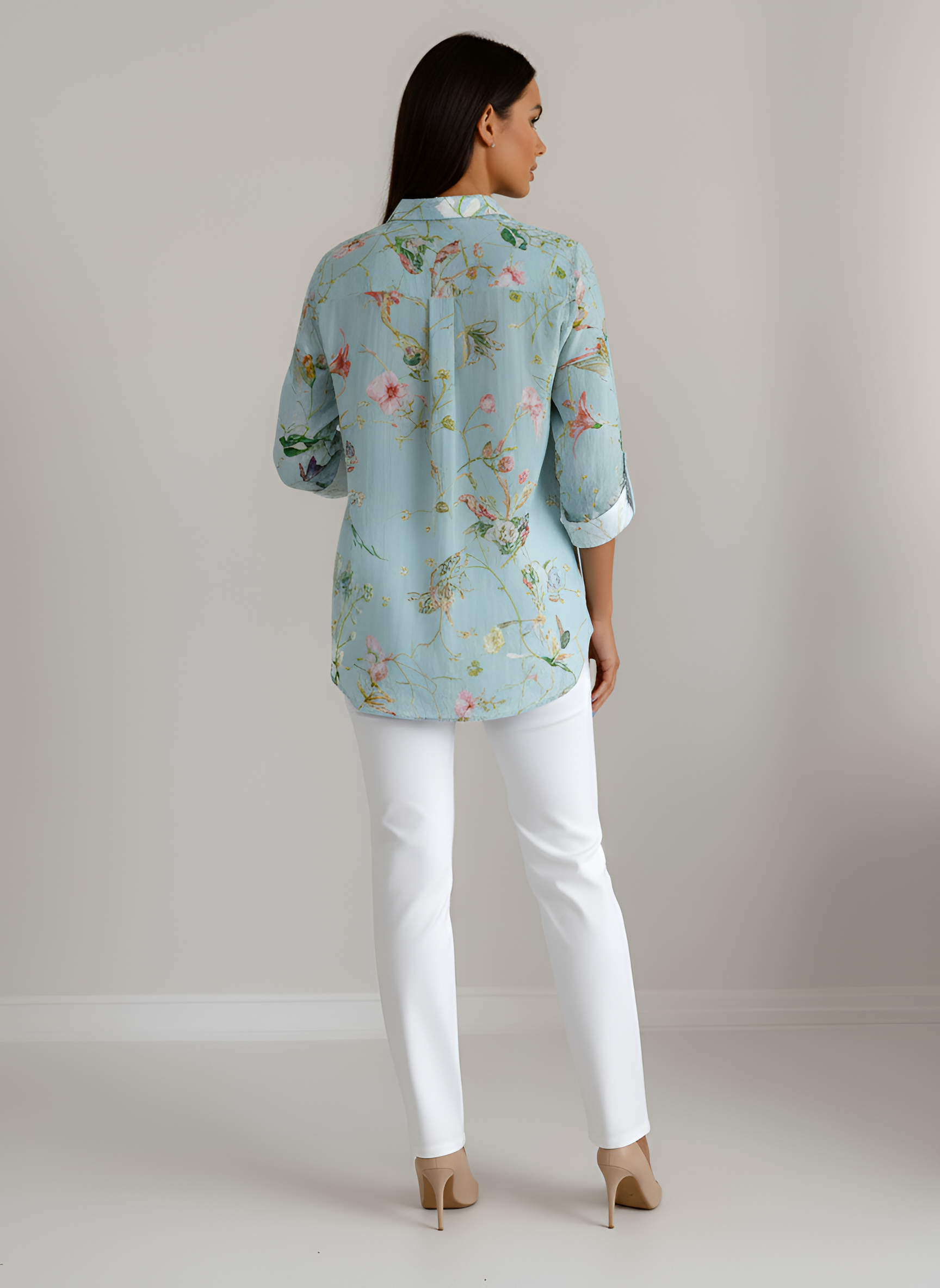 Elegant Floral Cotton Shirt with Breathable Fabric and Tailored Fit