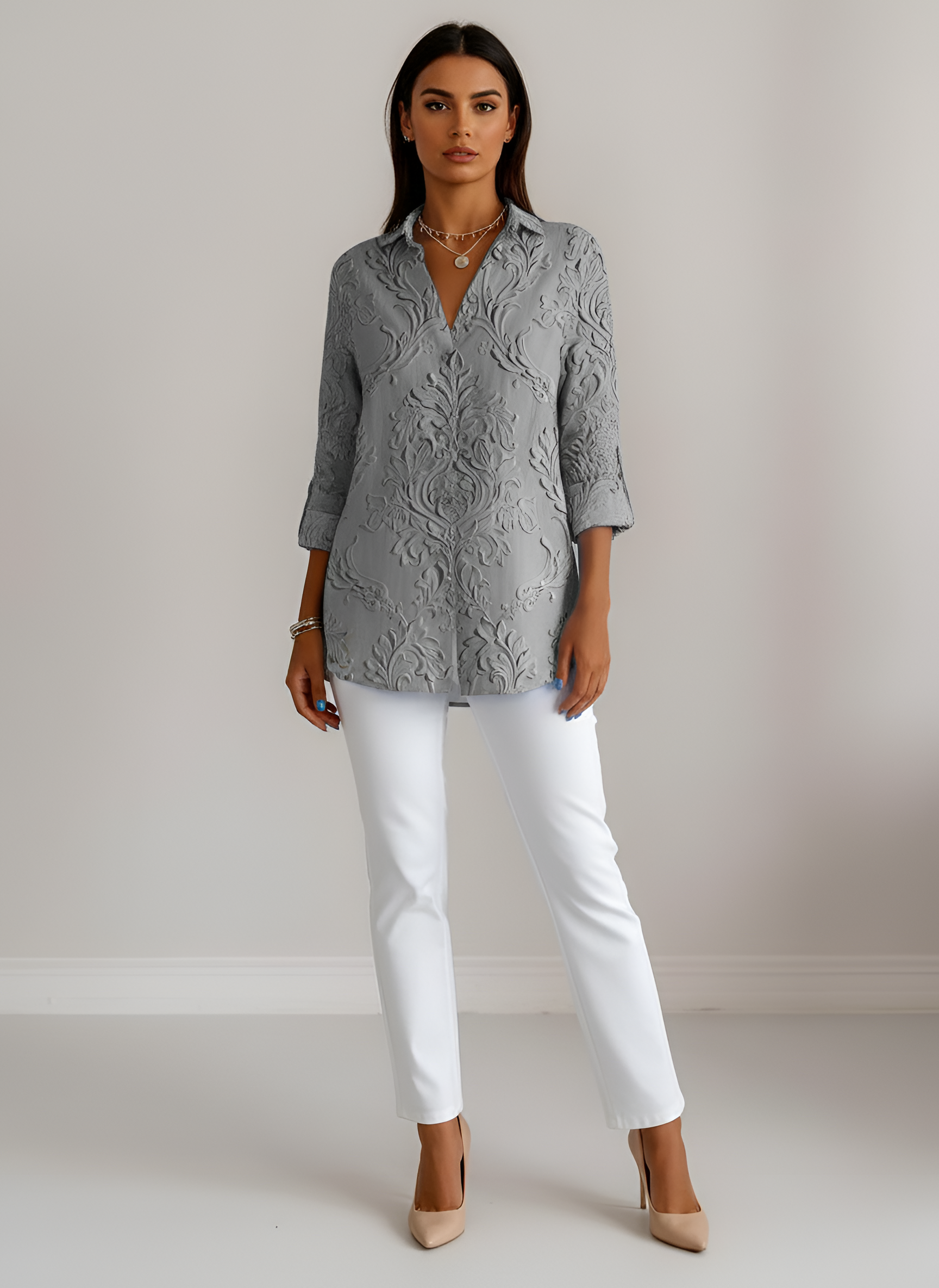 Elegant Floral Cotton Shirt with Breathable Fabric and Tailored Fit - Jamota