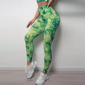 Tie Dye Waist Seamless Printed Elastic Workout Legging