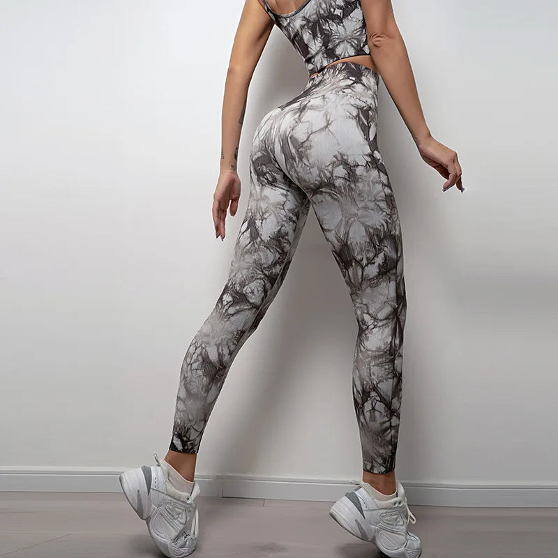 Tie Dye High Waist Seamless Scrunch Butt Gym Leggings 4