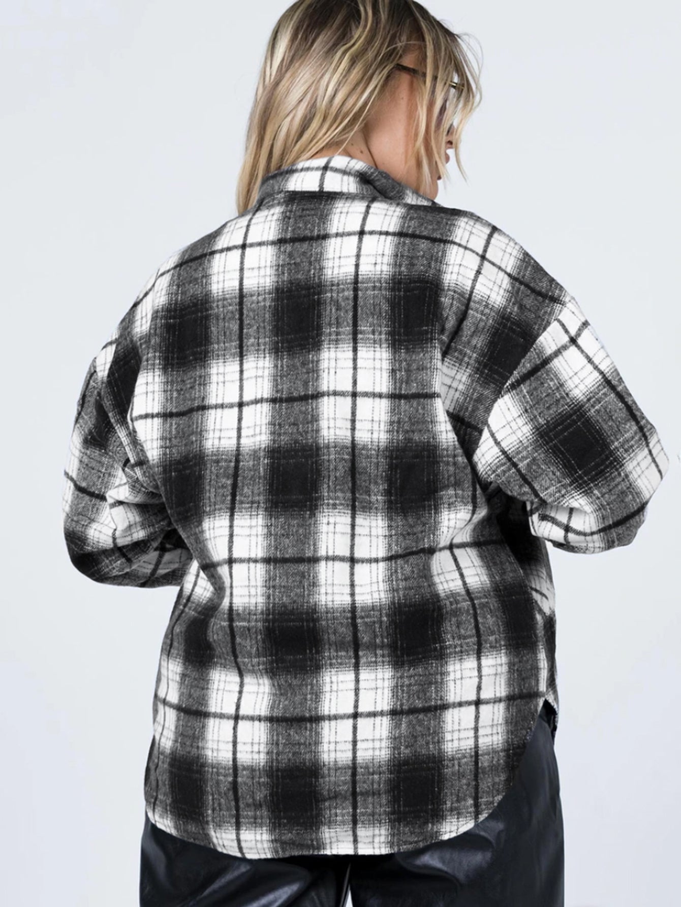 Flap Pocket Button Front Plaid Coat
