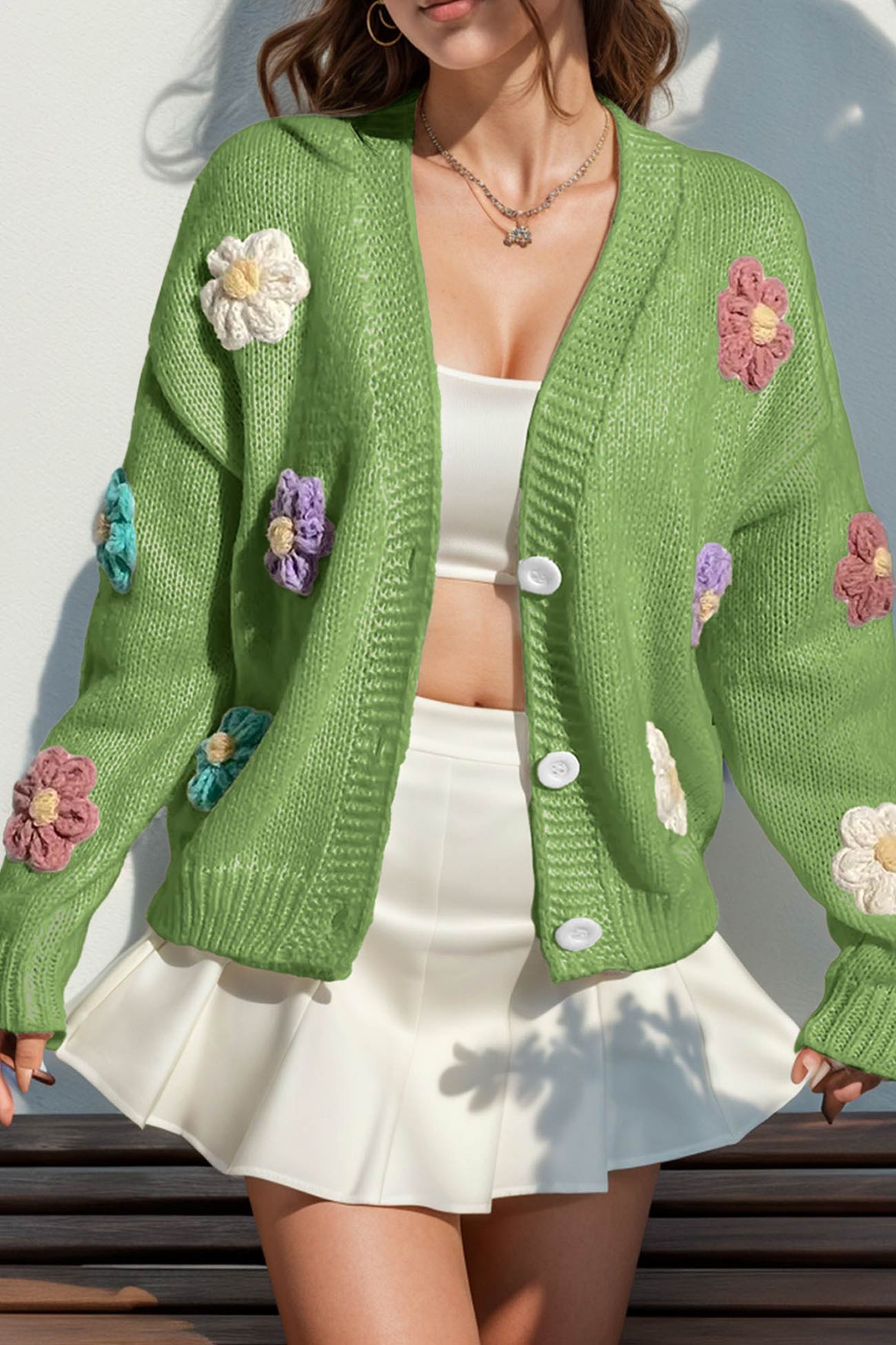 Floral Crochet Button-deon Cardigan
