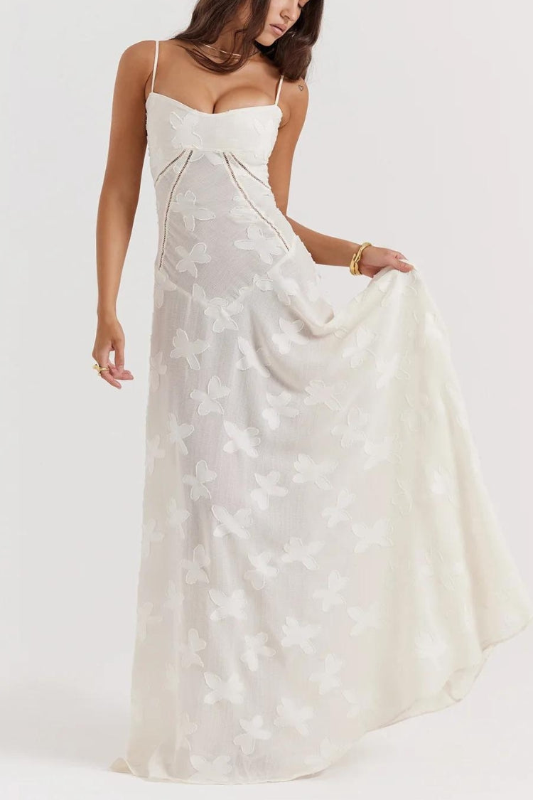 Floral Jacquard Spaghetti Strap Corset Bodice Maxi Dress 6