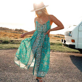 Floral Button Up Spaghetti Strap Maxi Dress