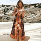Floral Button Up Spaghetti Strap Maxi Dress 2