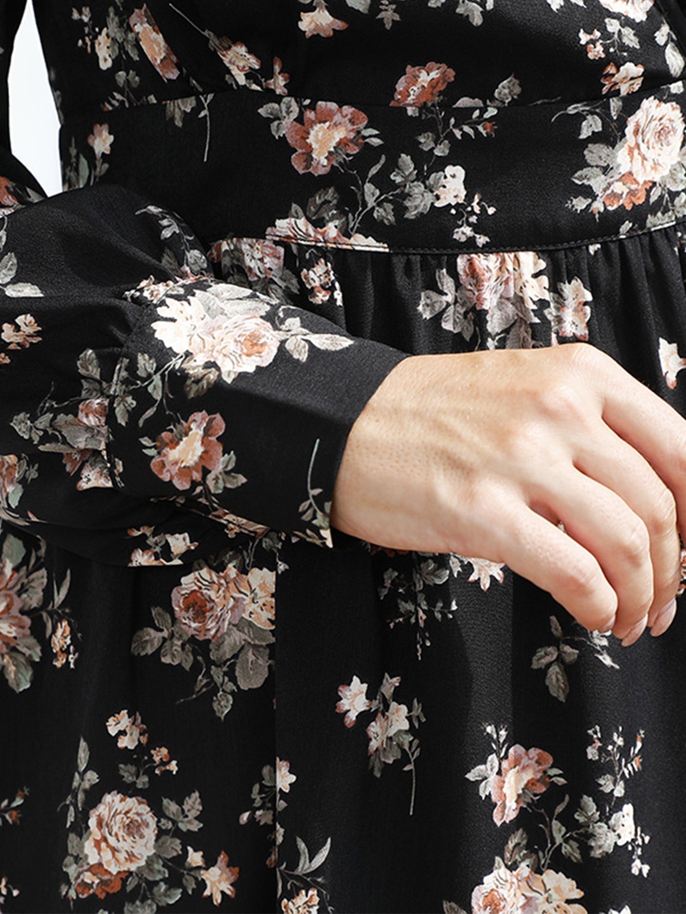 Floral Print Surplice Neck Mini Dress