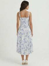 Floral Sweetheart Tie Front High Split Midi Dress 4