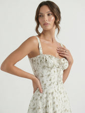 Floral Sweetheart Tie Front High Split Midi Dress 15