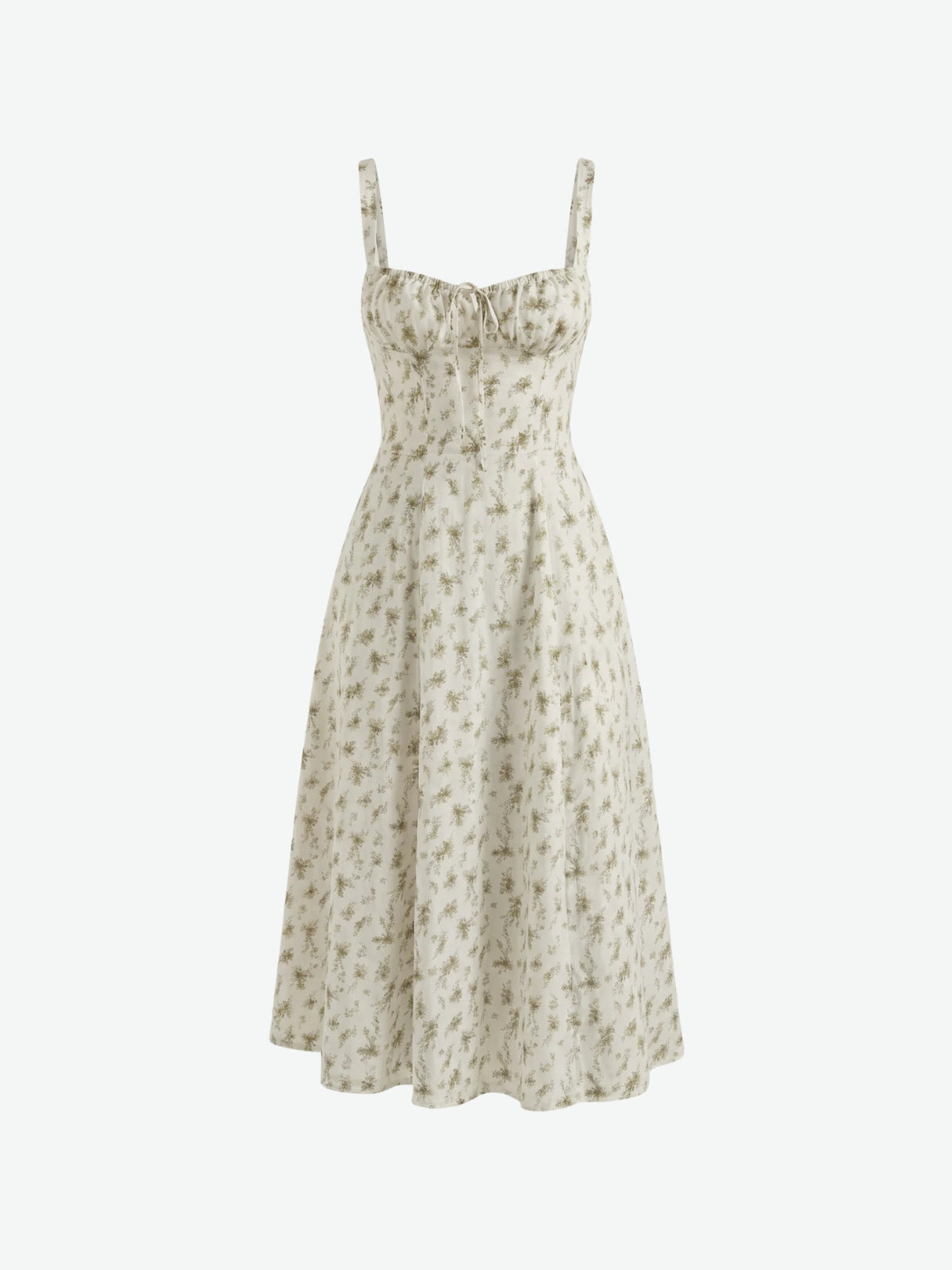 Floral Sweetheart Tie Front High Split Midi Dress 17