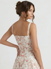Floral Sweetheart Tie Front High Split Midi Dress 10