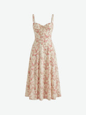 Floral Sweetheart Tie Front High Split Midi Dress 11