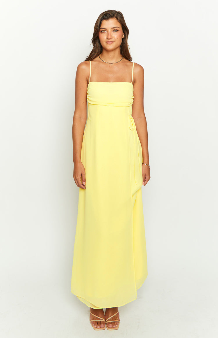 Chiffon Straight Neck Cami Side Tie Wrap Maxi Dress 2