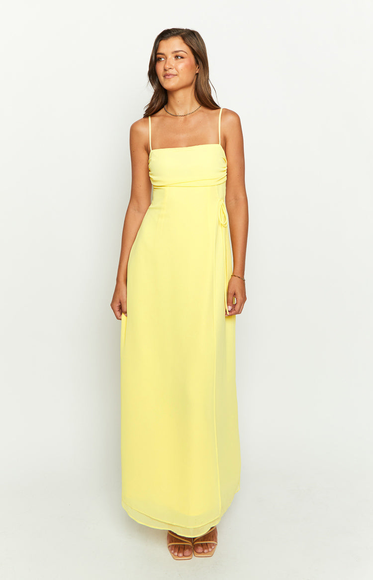 Chiffon Straight Neck Cami Side Tie Wrap Maxi Dress 3