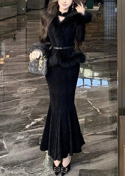 Lace Mock Neck Sleeveless Mermaid Lace Panel Trumpet Maxi Gown