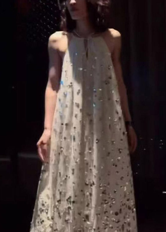 Sequin Halter Neck Keyhole Oversized Flowy Maxi Dress