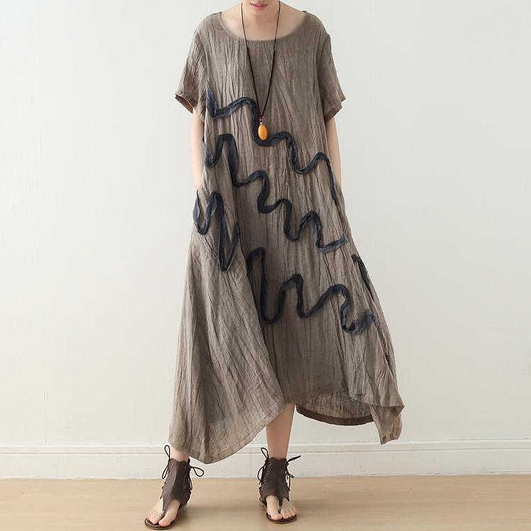French Casual Short Sleeve Dress Nude O-Neck Dresses Summer