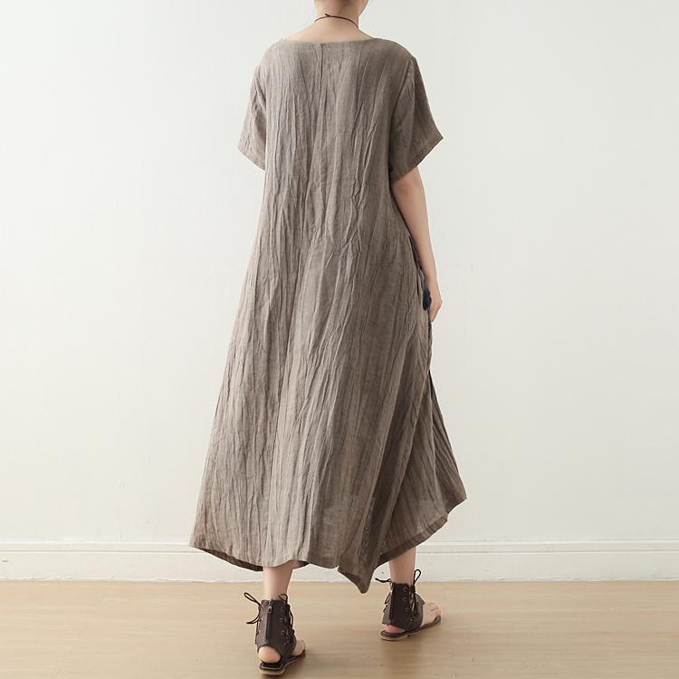 French Casual Short Sleeve Dress Nude O-Neck Dresses Summer