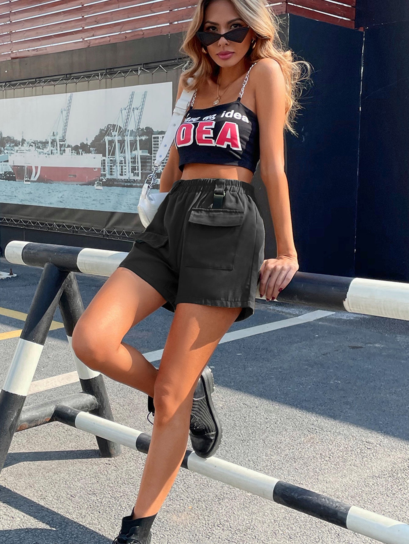 Front Pockets Wide Leg Shorts