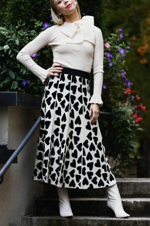 Full Of Love A-Line Knit Midi Skirt