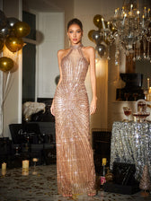 Sequin Diamond Split Maxi Dress