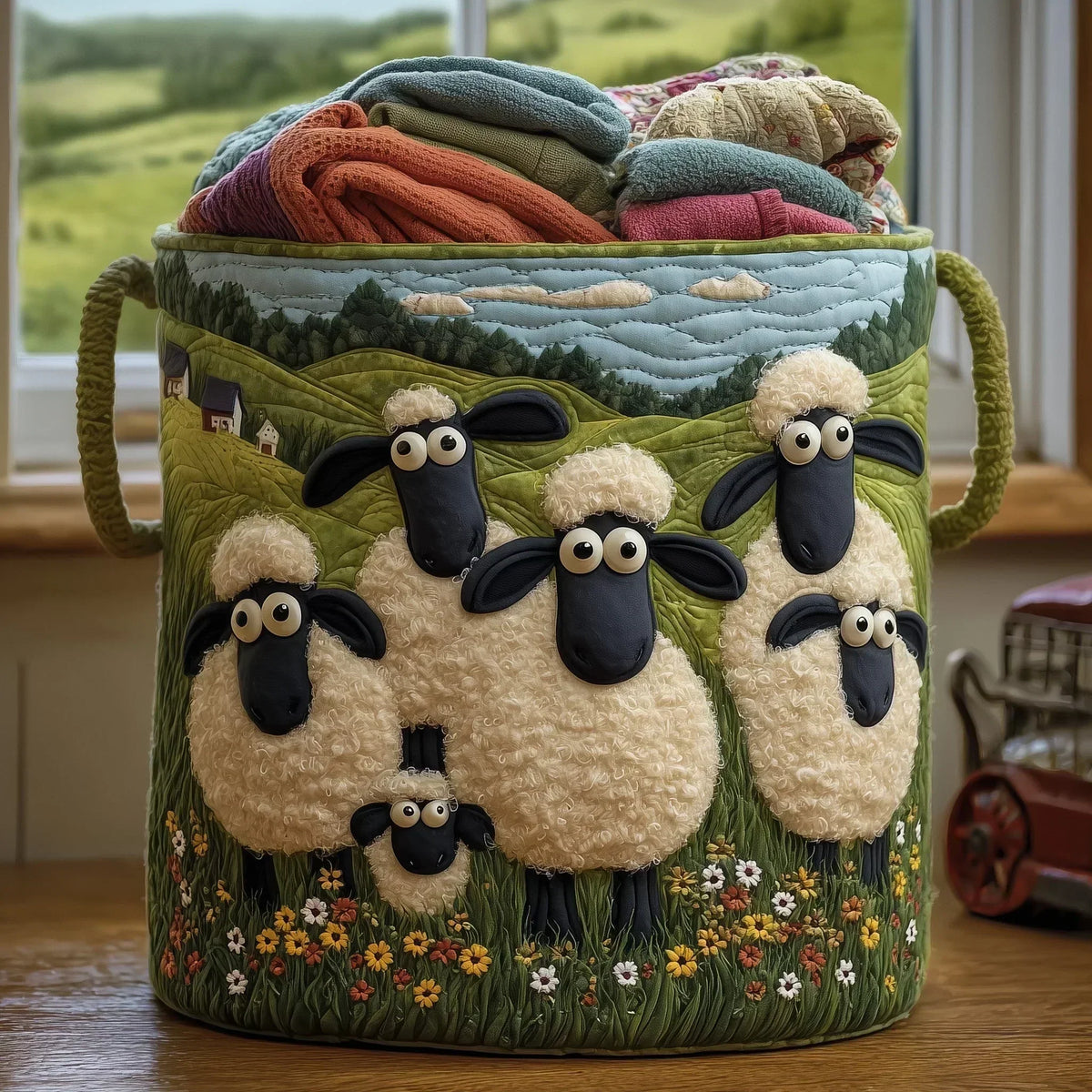 Fox Print Quilted Storage Basket